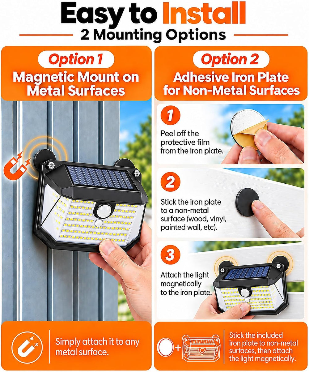 LUHLEE 178LED Magnetic Solar Lights Outdoor, RV Solar Lights Motion Sensor