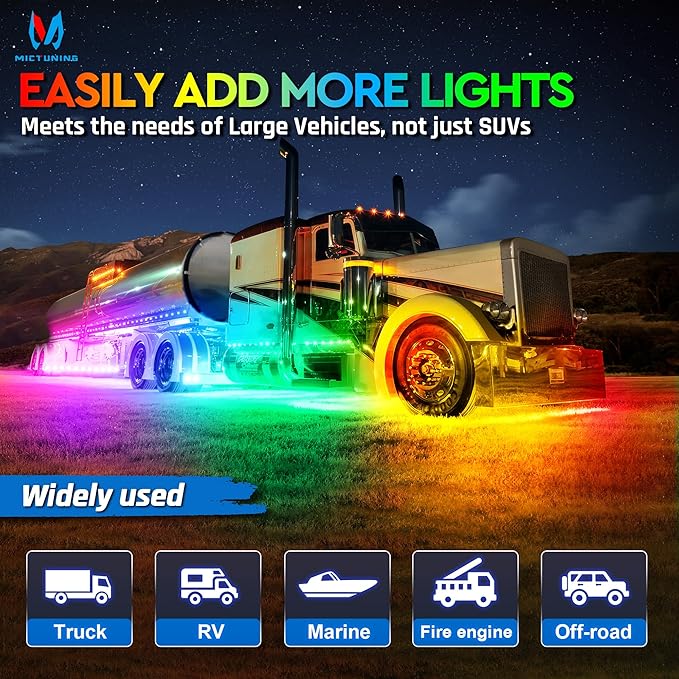 MICTUNING C2 Max RGB+IC Chasing Color LED Rock Lights (12 Pods)
