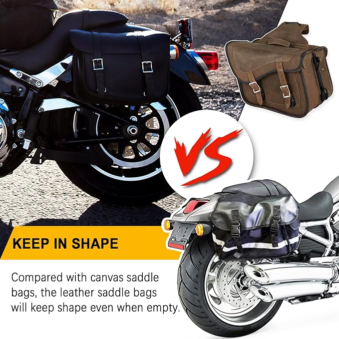 Dream Apparel Naked Cowhide Leather Motorcycle Saddle Bags Throw Over Saddlebags