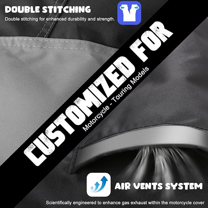 Motorcycle Cover 420D Heavy Duty All Season Universal Weather Waterproof
