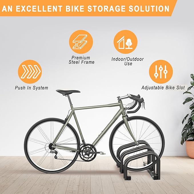 Ultrawall Bike Storage Rack for Garage, 3 Bikes Floor Bike Stand, Bicycle