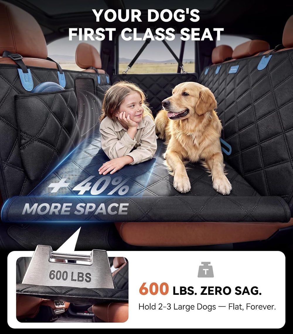 Hard Bottom Dog Car Seat Cover for Back Seat with 3-Sidewall Support Rods