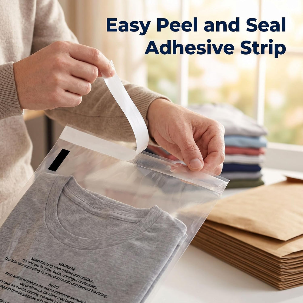 10” X 13” (1000 Count) Self Seal Clear Poly Bags with Suffocation Warning