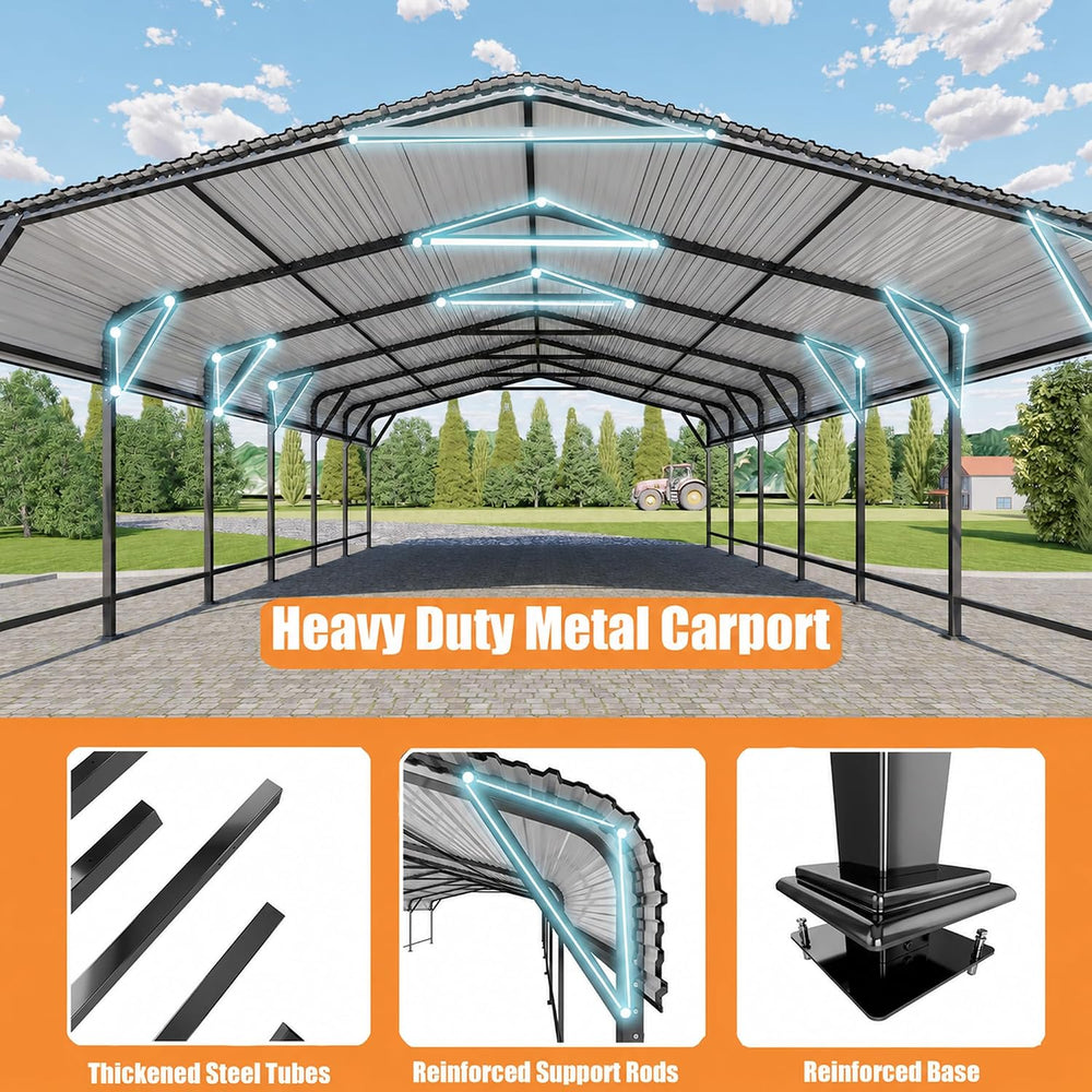 MNLR 20x30 FT Metal Carport Heavy Duty with Galvanized Steel