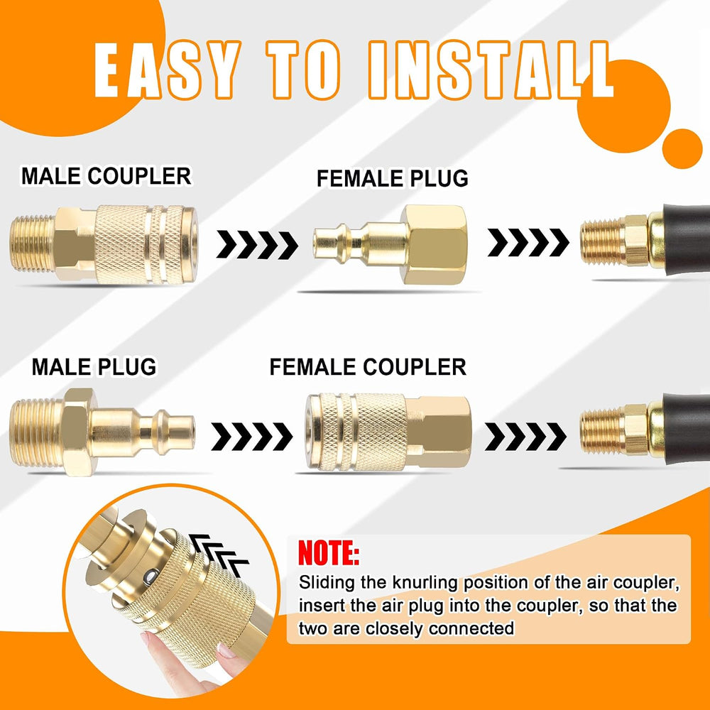 32 PCS Air Coupler & Plug Kit,1/4 Inch Body Size x 3/8 Inch Male