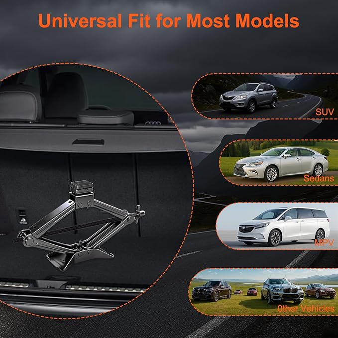 Scissor Jack, High-Strength Car Jack and Stand Kit