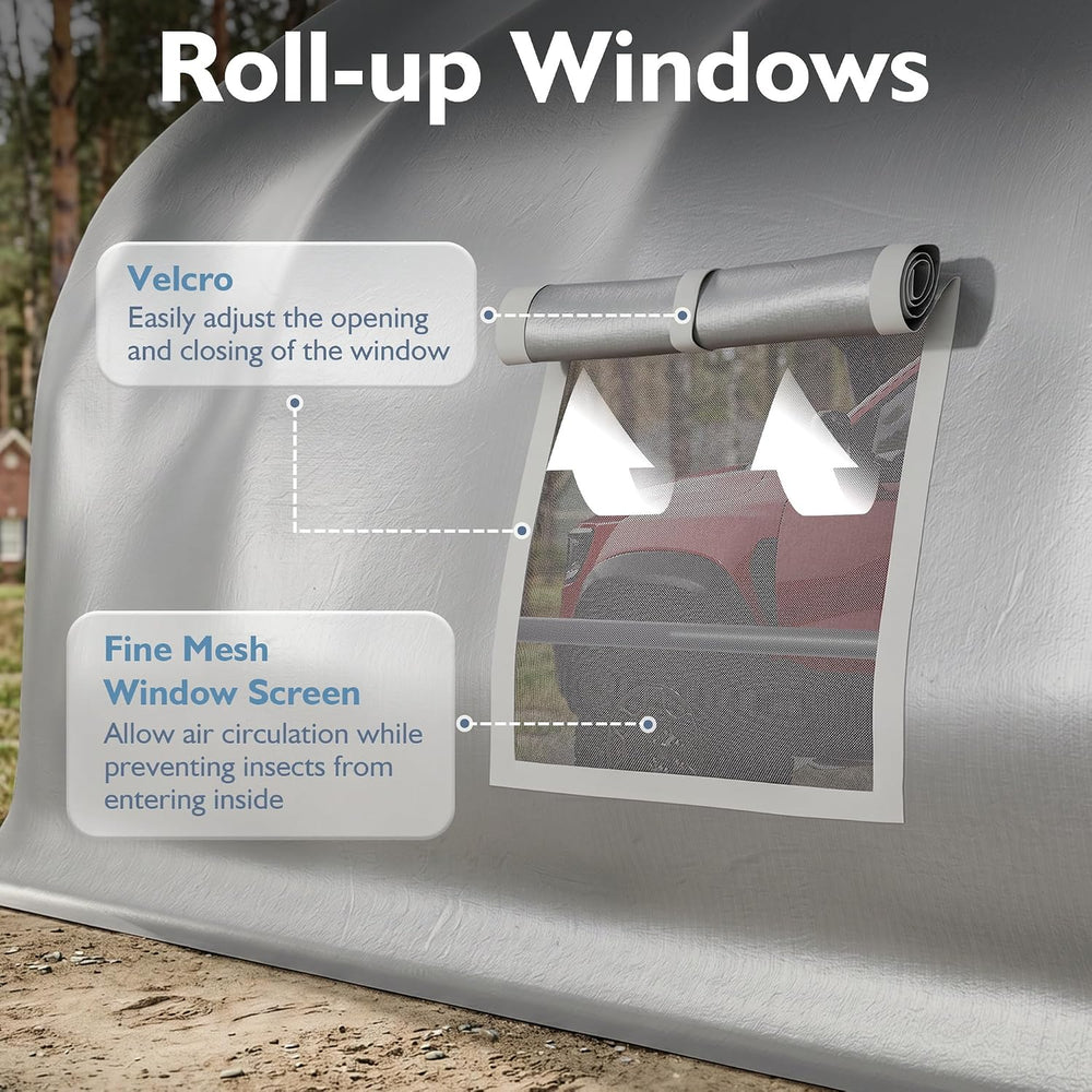 AirWire 20x30 FT Heavy Duty Curved Carport, Portable 2 Car Tent Garage