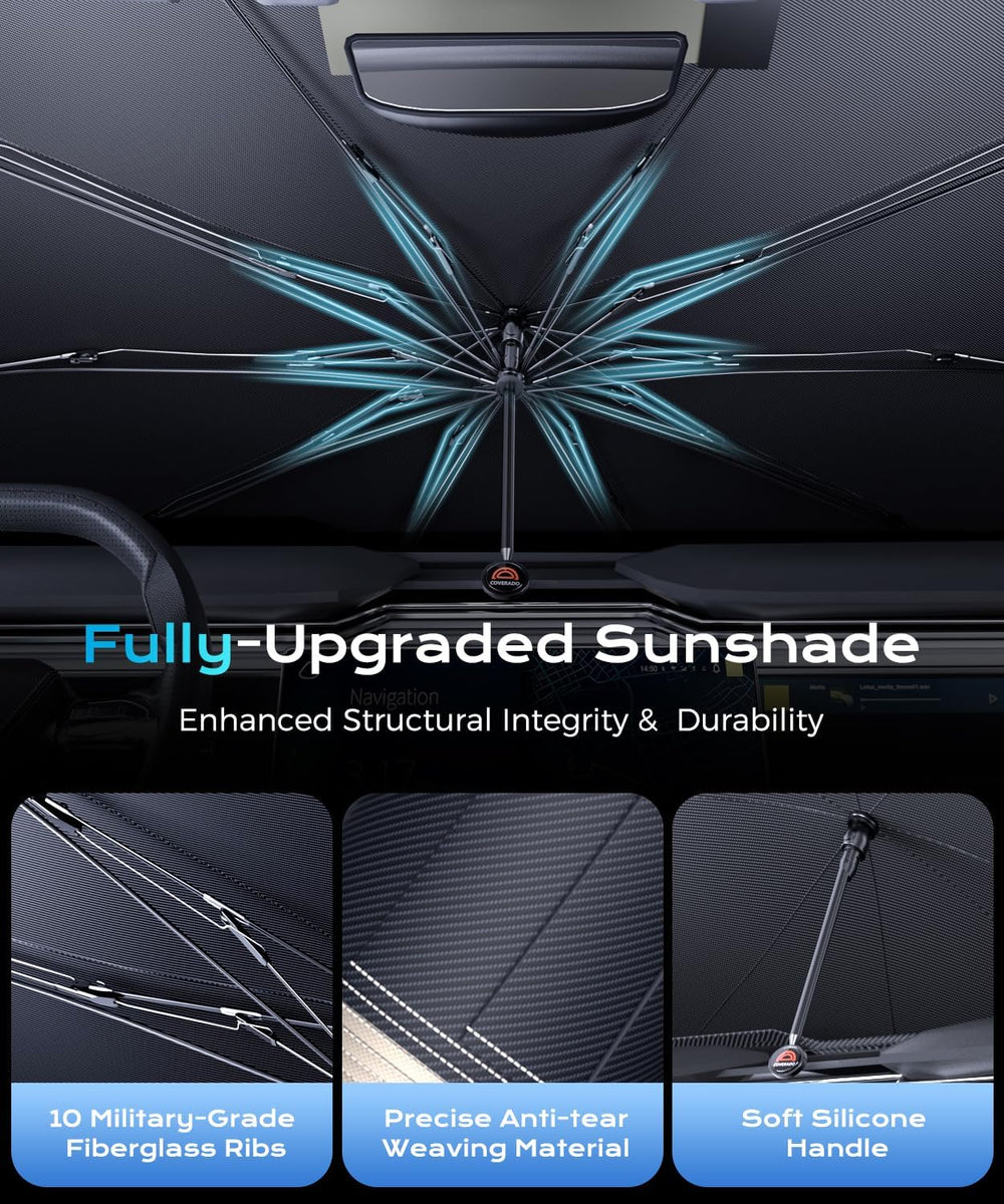 [2026 Upgrade] Coverado Windshield Sun Shade, UPF80+ Sunshade for Car Windshi...