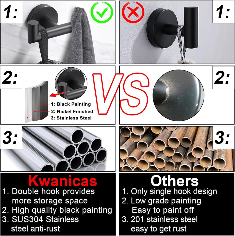 Towel Hooks for Bathrooms,Towel Hook for Kitchen Bathroom,SUS304 Stainless St...