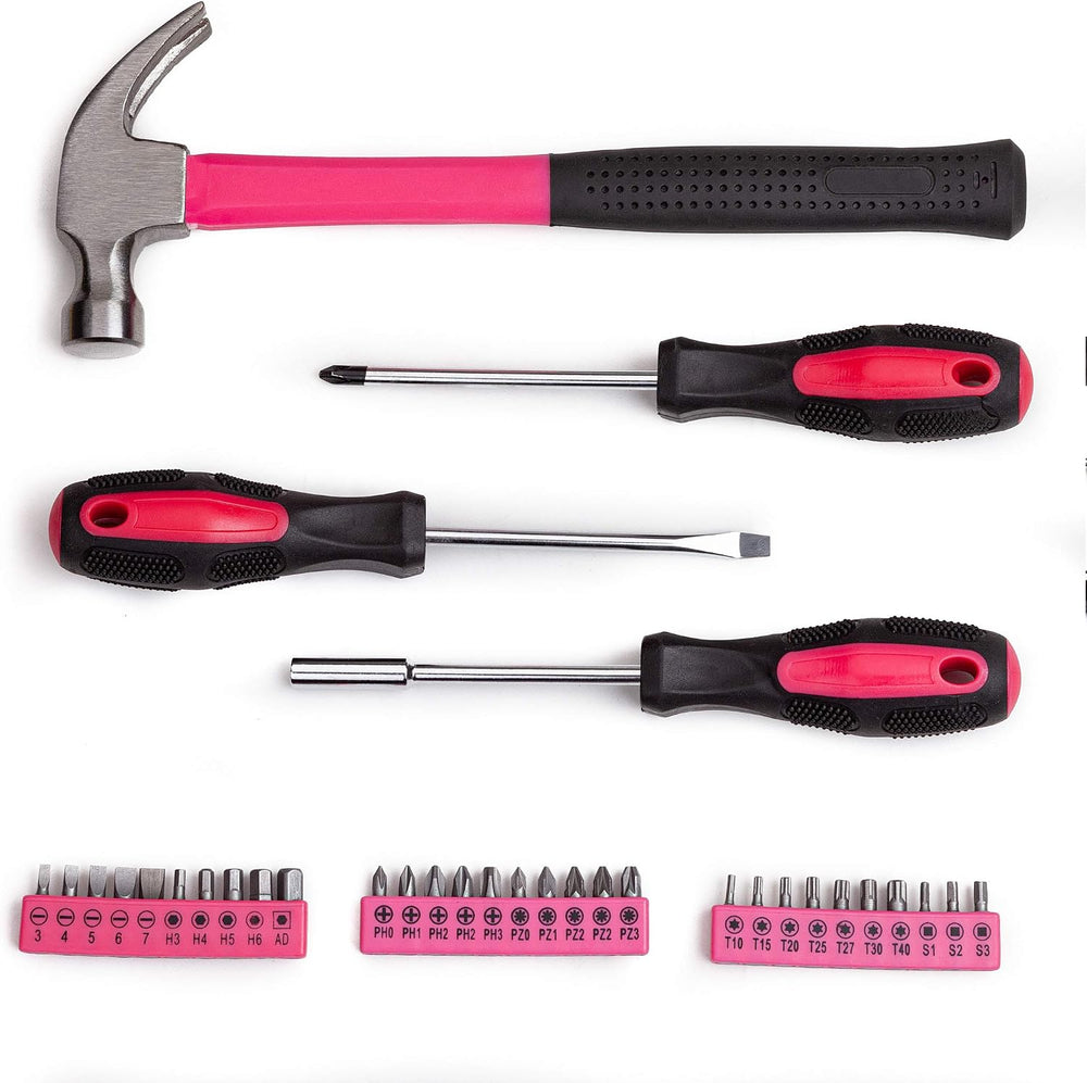 CARTMAN 148-Piece Automotive And Household Tool Set, Pink Repair Kit Case