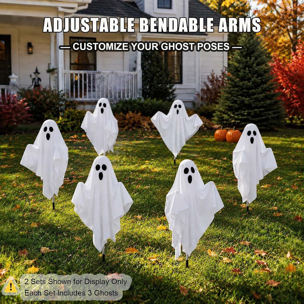3 Pcs Halloween Ghost Decorations Outdoor Solar Powered Yard Pathway Lights