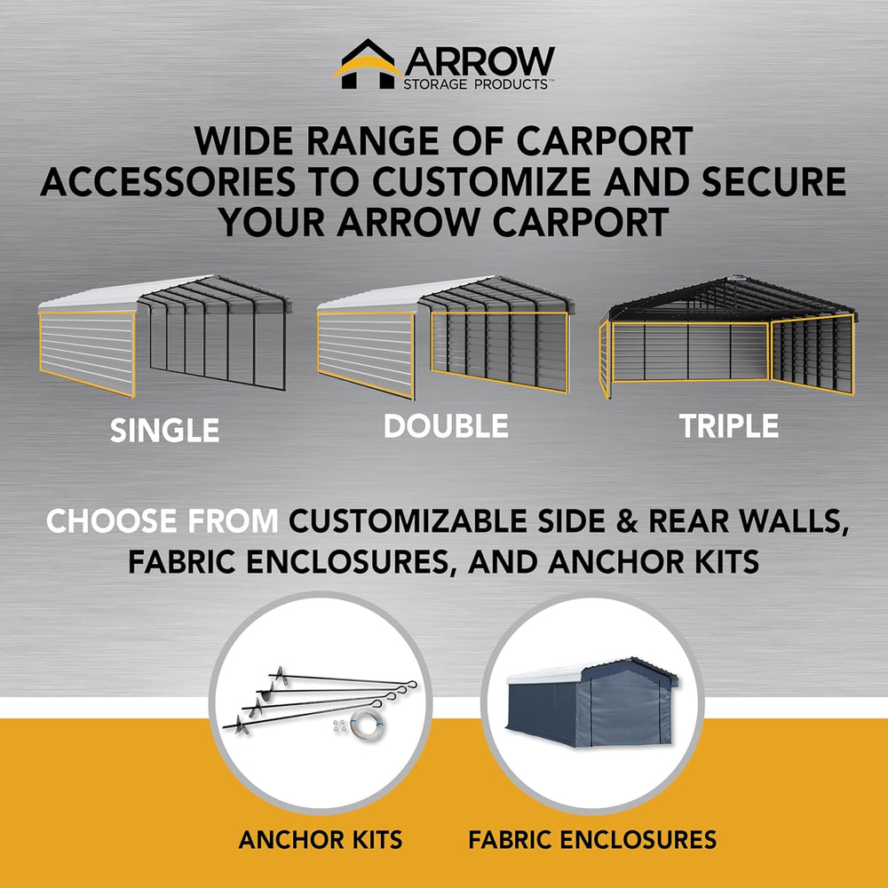 Arrow Carports Galvanized Steel Carport, RV Metal Carport Kit, 14' x 42&#...