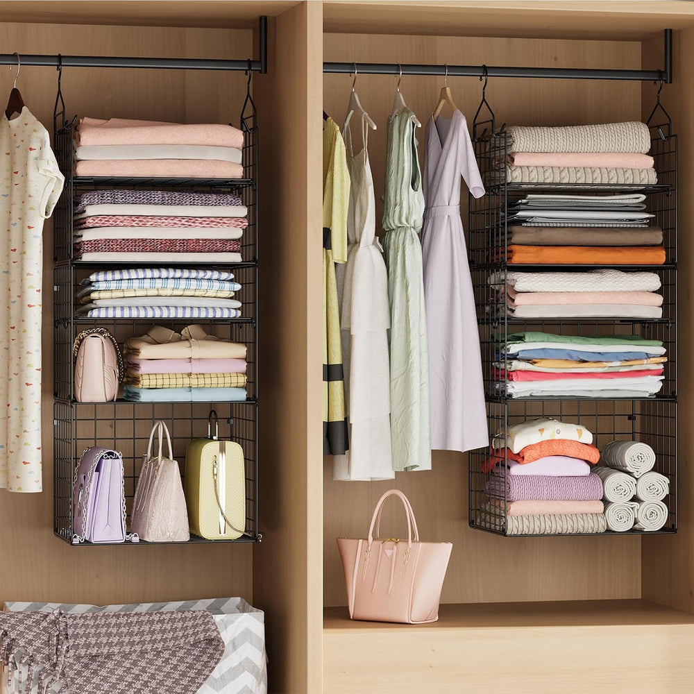 X-cosrack Closet Hanging Organizer Shelves - 5 Tier Wardrobe Organizers and S...