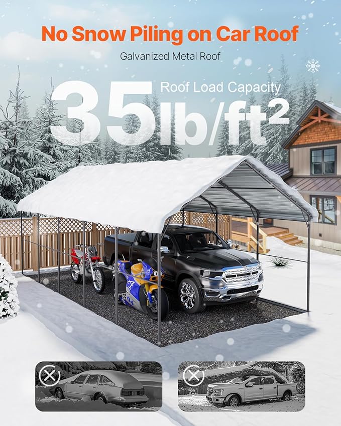 VEVOR Heavy Duty Metal Carport, Car Tent Garage Shade