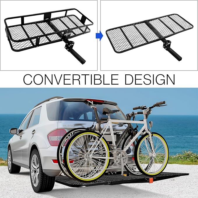 Folding Hitch Mount Cargo Carrier Hitch Rack Basket 60"*21.5"*6&quo...