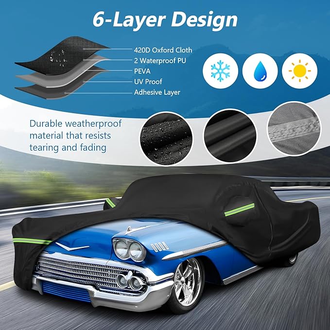 Waterproof Car Covers for Chevy Impala 2-Door/Bel Air/Biscayne 2/Sedan/Coupe