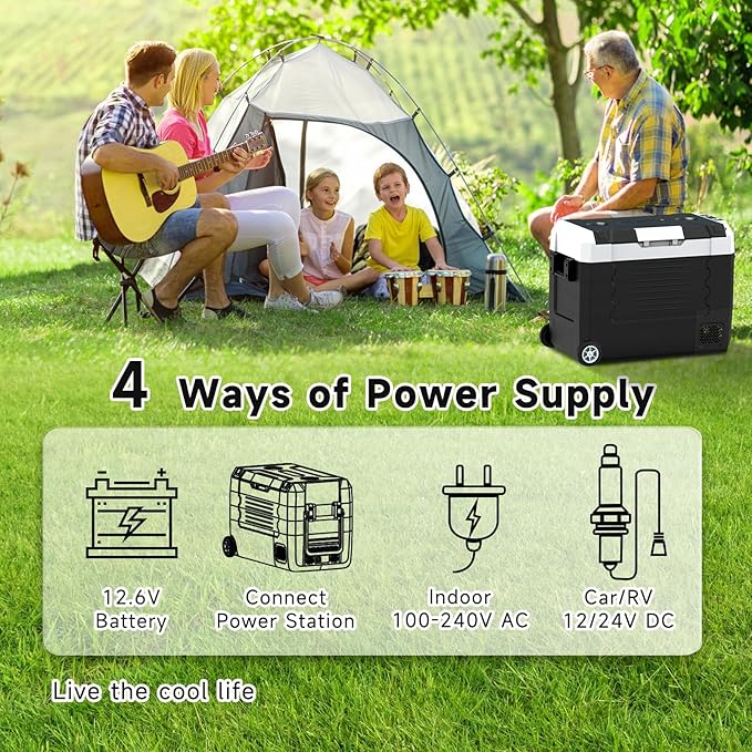 SubSun12V Cooler Car Fridge, 48QT -4℉~68℉ Fast Cooling Car Refrigerator