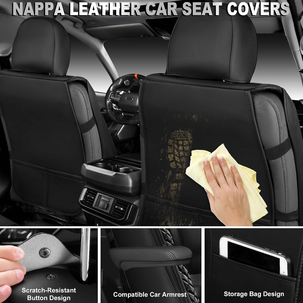 CAR PASS Nappa Leather Car Seat Covers Full Set, Luxury Seat Protector for Ca...