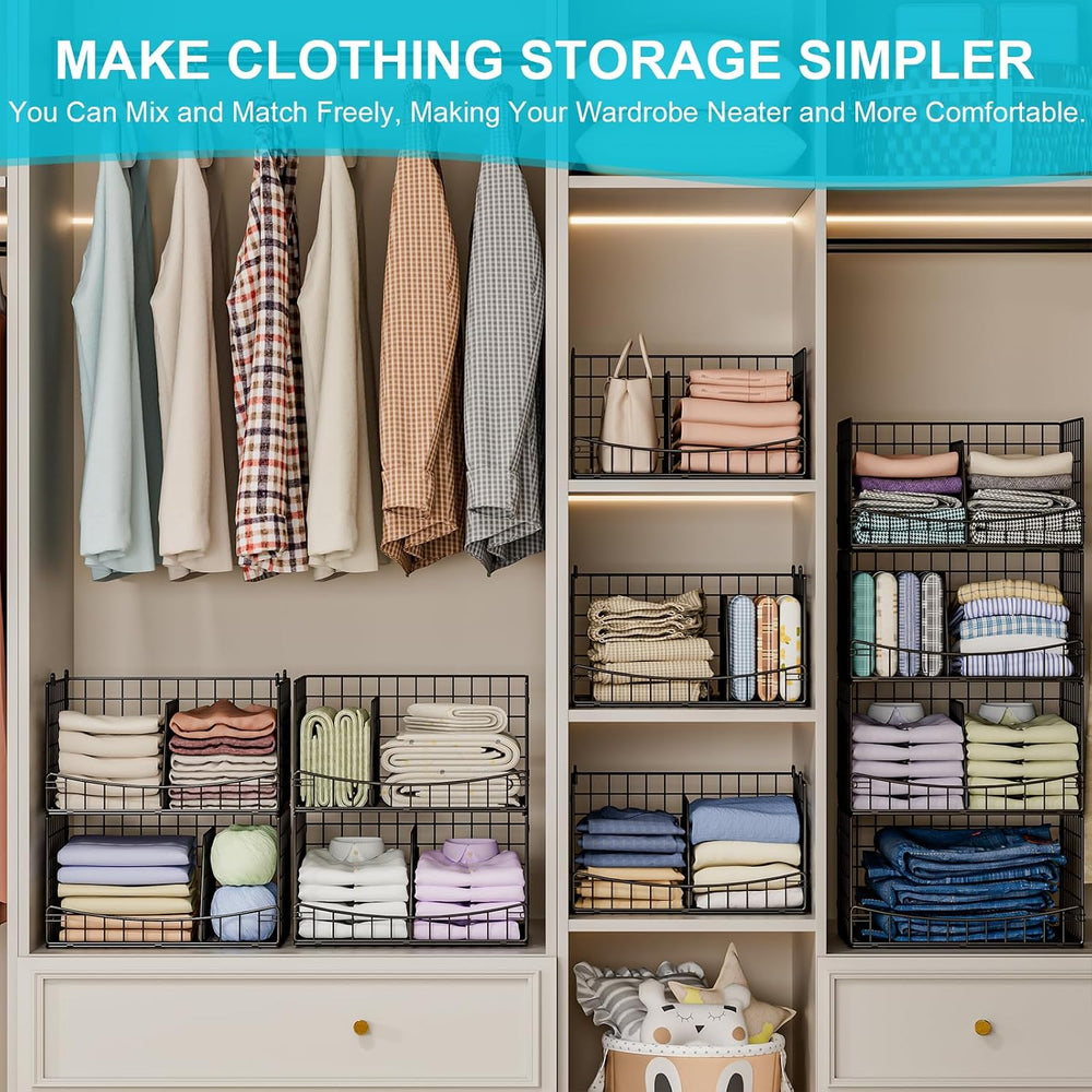 Hongtamoya 4-Tier Closet Organizers and Storage Basket with Divider, Foldable...