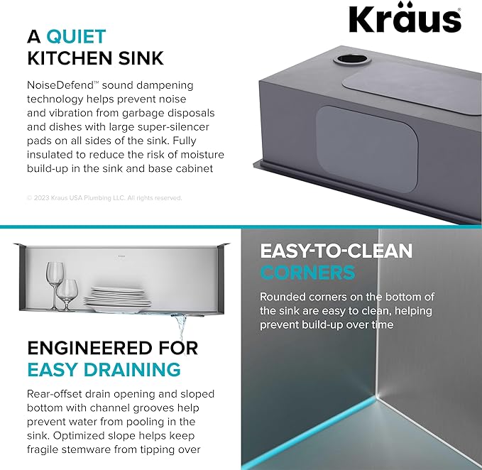 KRAUS Kore 28-Inch Undermount Workstation 16 Gauge Single Bowl Stainless Steel