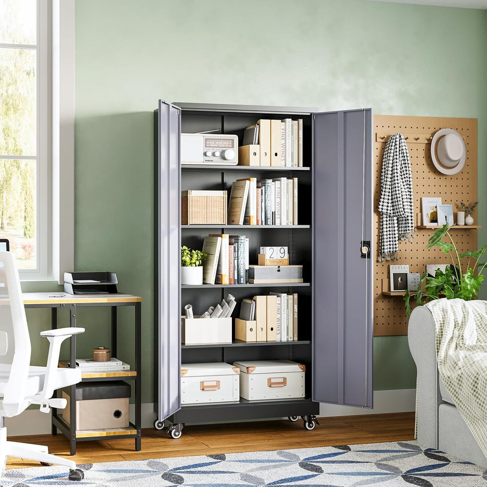 Letaya Metal Garage Storage Cabinets with Lock Door and Adjustable Shelves, S...