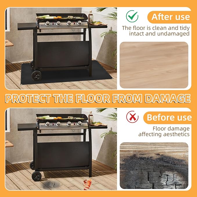 Under Grill Mat for Outdoor Grilling, 70 x 48 inches Double-Sided Fireproof
