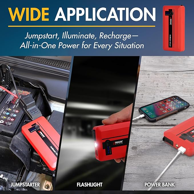 Wagan EL7601 iOnBoost V8 Slim Jump Starter 1200A Peak 12V Portable Lithium Car