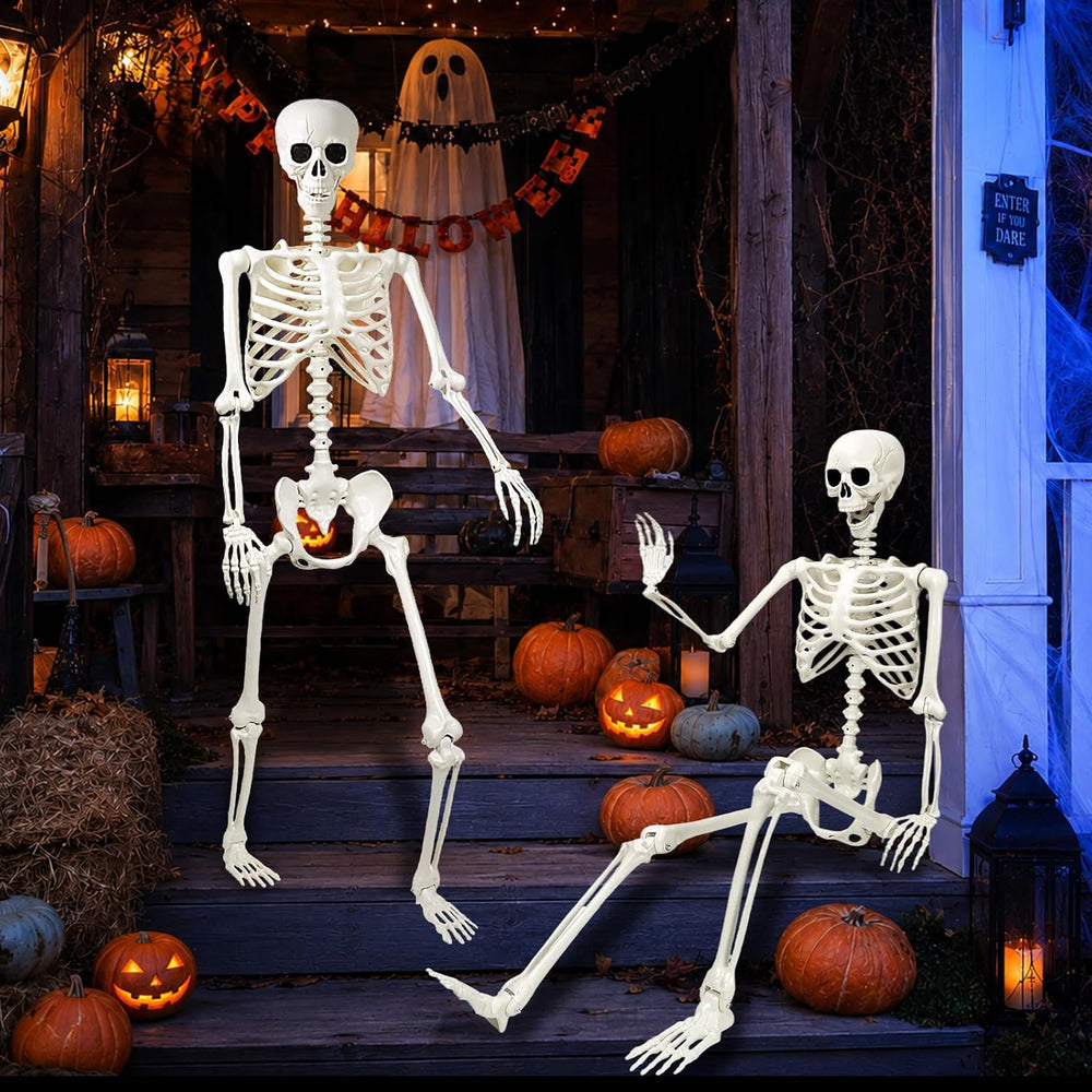 5.4Ft Halloween Skeleton Decorations Life Size: Posable Skeleton Decor