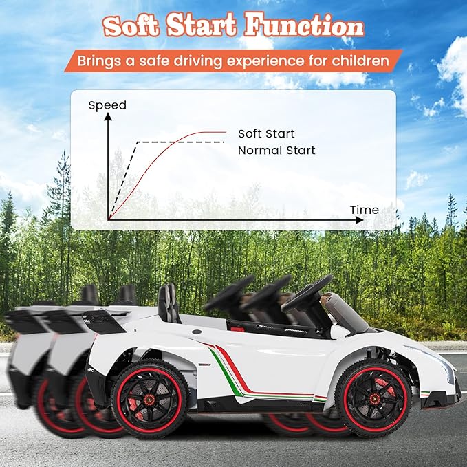 Costzon Ride on Car, Lamborghini Licensed 12V Battery Powered 4WD Sports Car