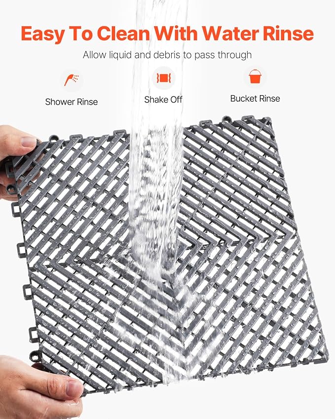 VEVOR Interlocking Drainage Mat, 12” x 12” Modular Interlocking Cushion (24 Pcs)