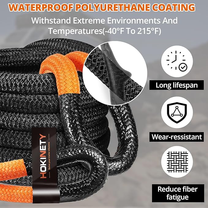 Kinetic Recovery Tow Rope: 1.26" x 30ft 55000LBS Snatch Strap
