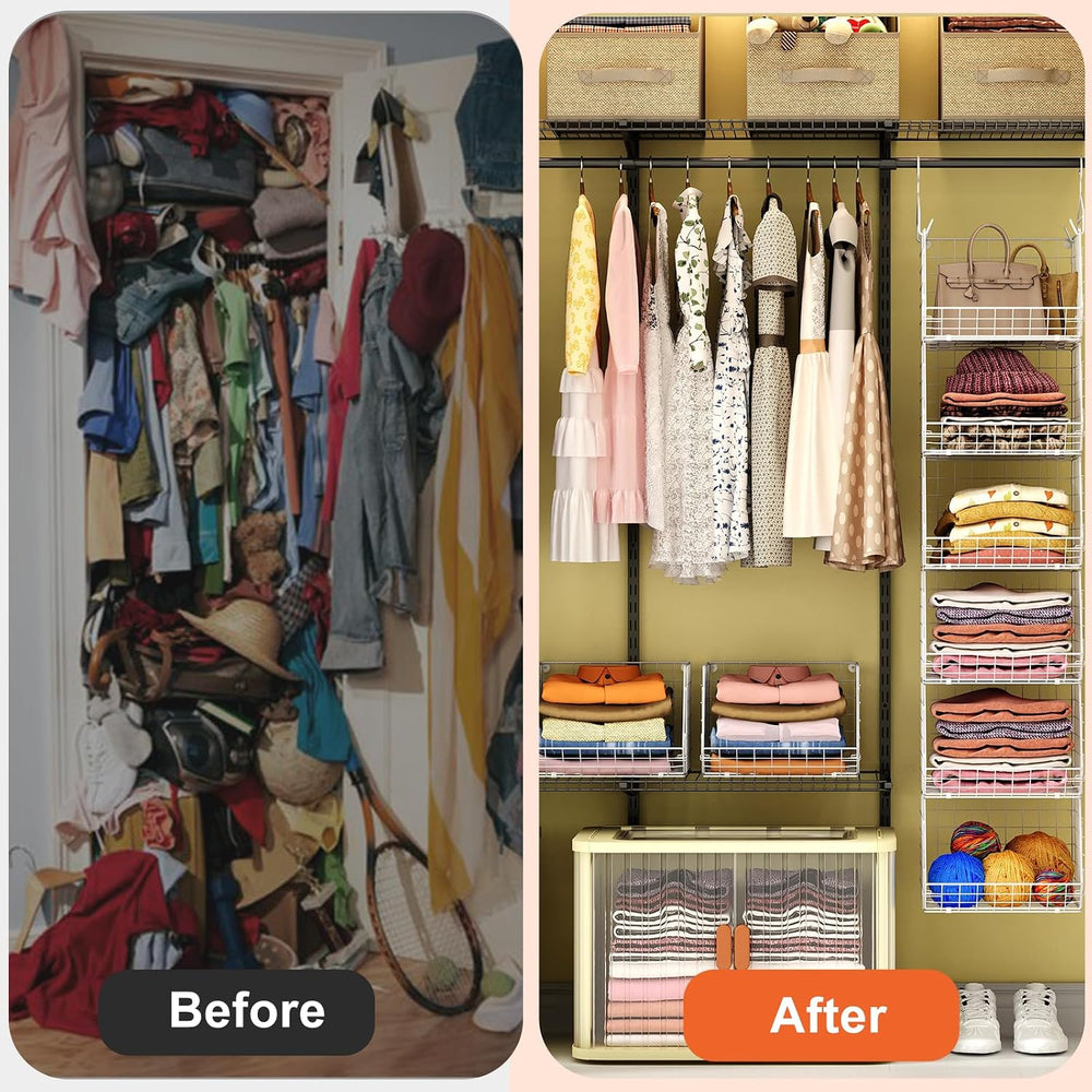 X-cosrack 6 Tier Closet Hanging Organizer, Clothes Hanging Shelves with 4 Han...