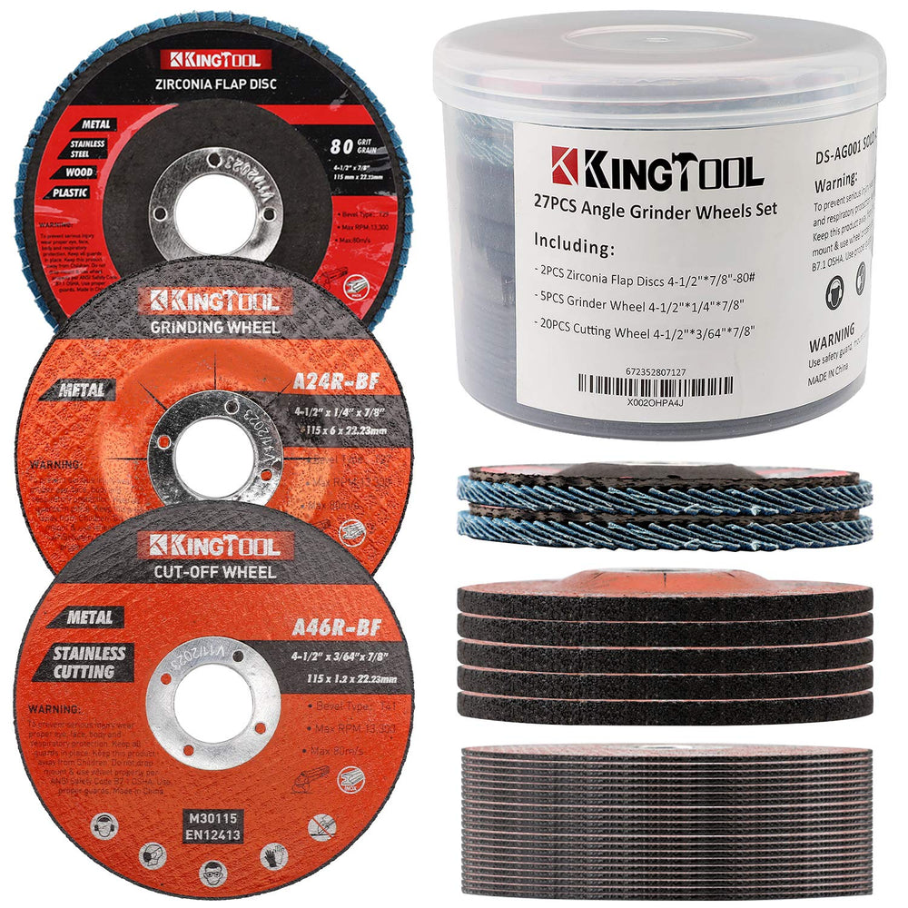 KingTool 27pcs Angle Grinder Wheel Set, Grinder Disc Set Includes 20pcs Cutti...