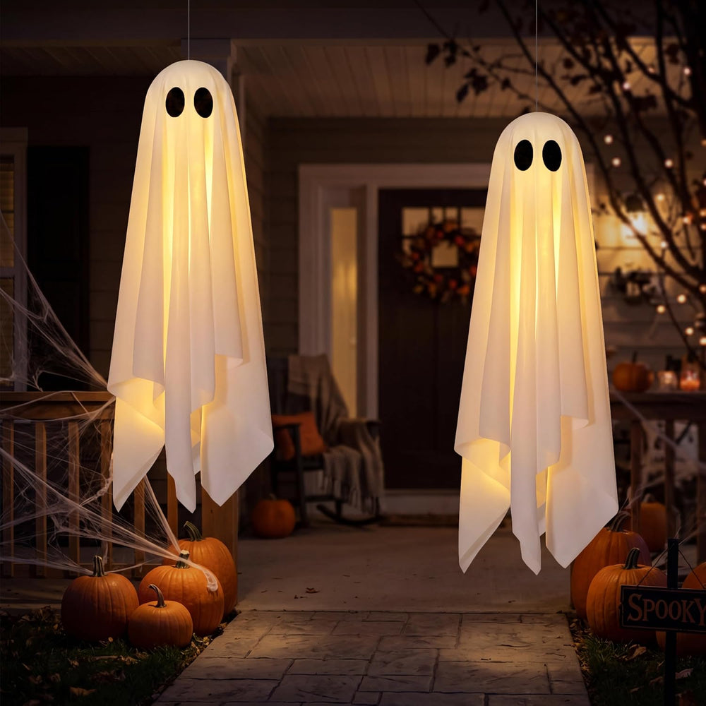 JOYIN 2 Pcs 20" Scary Halloween Decorations Outdoor Hanging Ghost, Light...