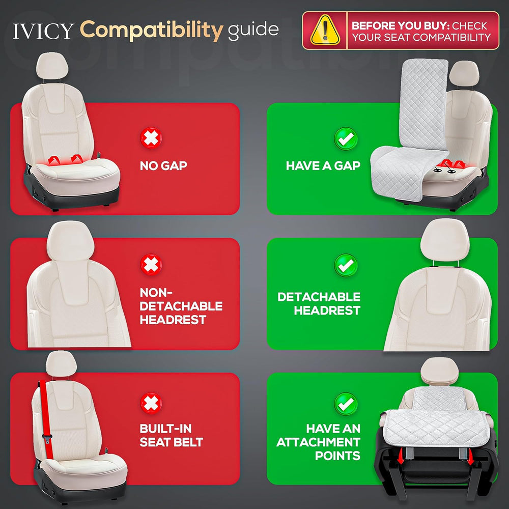 IVICY Faux Linen Front Car Seat Cover, Seat Protector, 1 Unit, Black