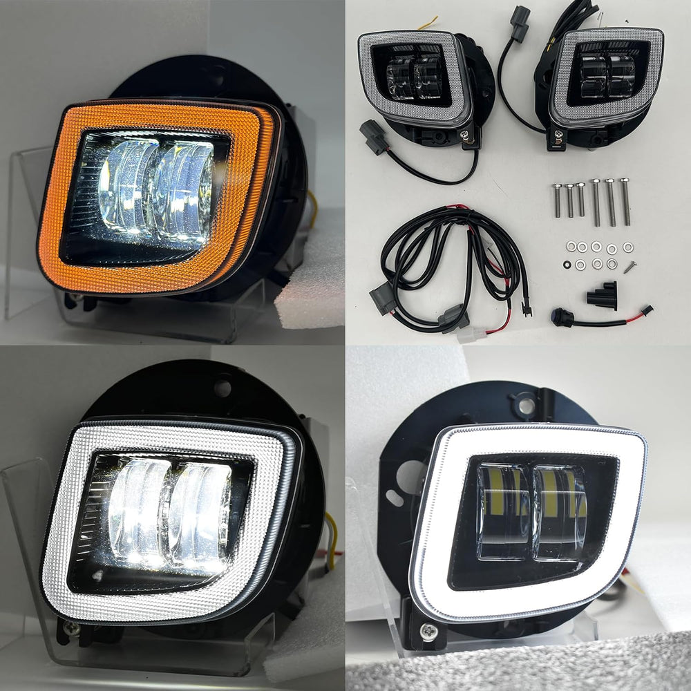 Pair LED Motorcycle Fog Lights Assembly with DRL Turn signal for Honda GoldWi...