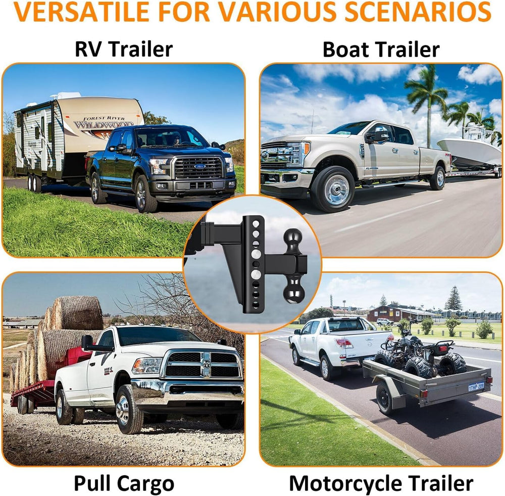 Adjustable Trailer Hitch -Drop Hitch-Tow Hitch with 2 inch Receiver-6inch Dro...