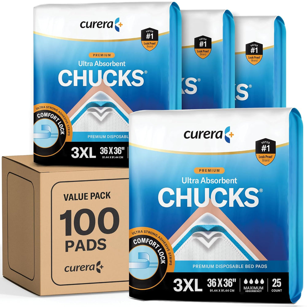 Curera Chucks Premium Disposable Underpads 36”x36” [100-Count] Ultra Absorben...