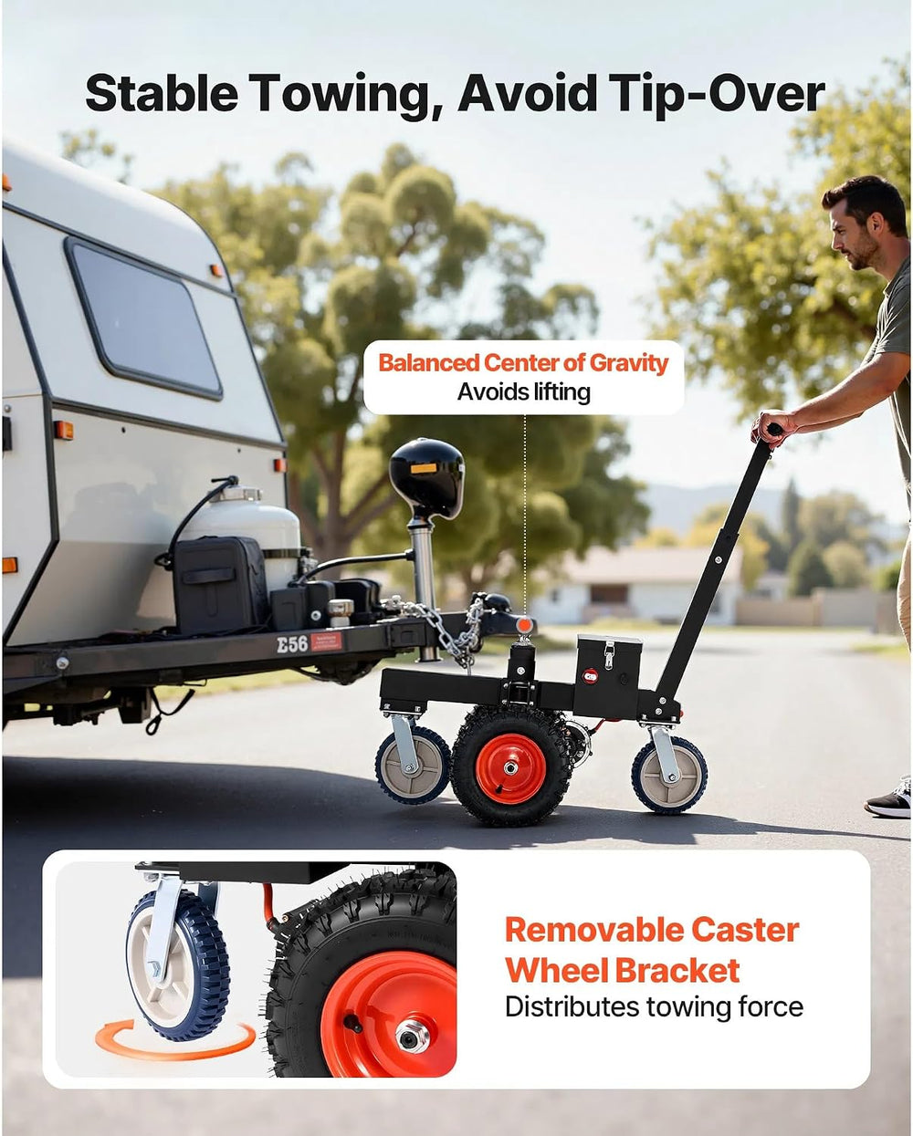 3600 Lbs Electric Trailer Dolly, DC 24V 800W Motorized Mover with 2 & 1-7...