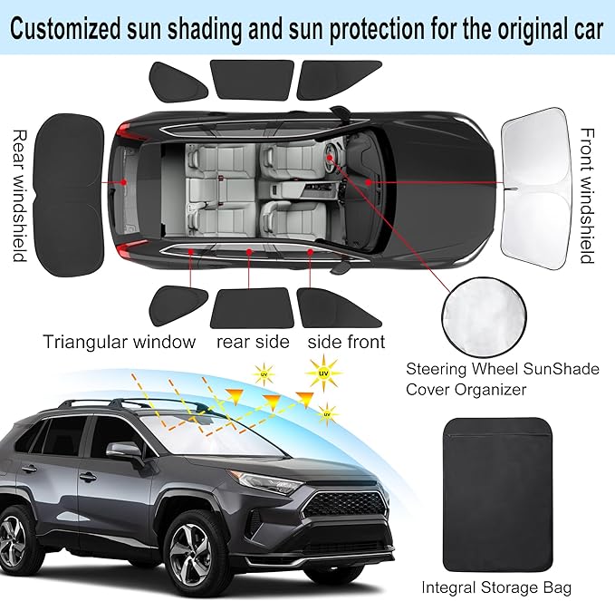 TINGLU Window Shades for Toyota RAV4 2019-2024 2025 Accessories Car Side Full...
