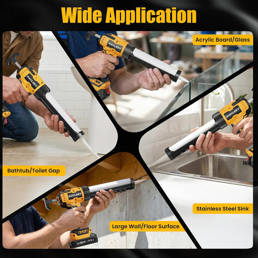 Electric Caulking Gun, Battery Powered Caulk Gun with 2 x 2000mAh Batteries, ...