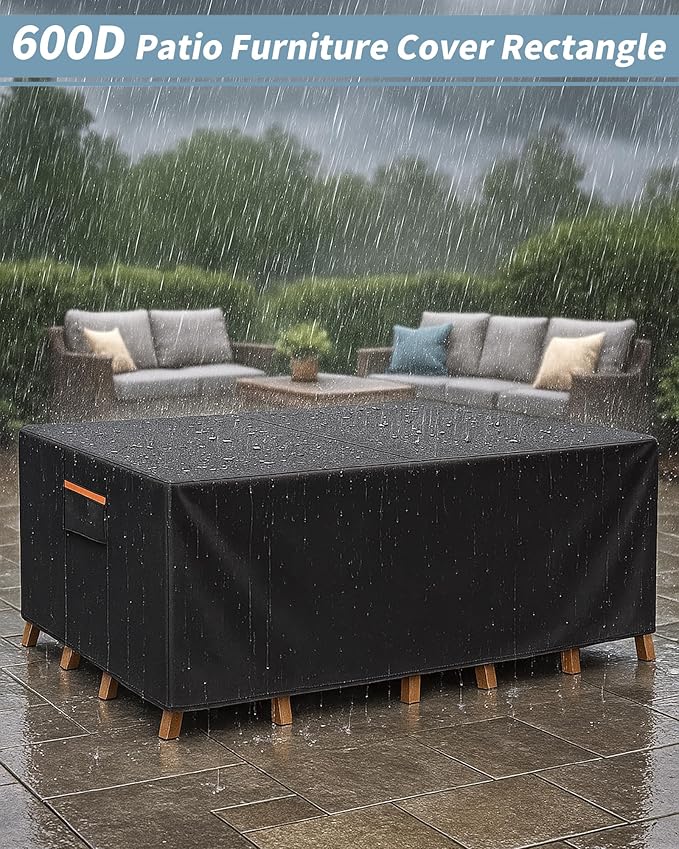 Outdoor Waterproof Furniture Cover, 88W x 62L x 28H inches Heavy Duty 600D