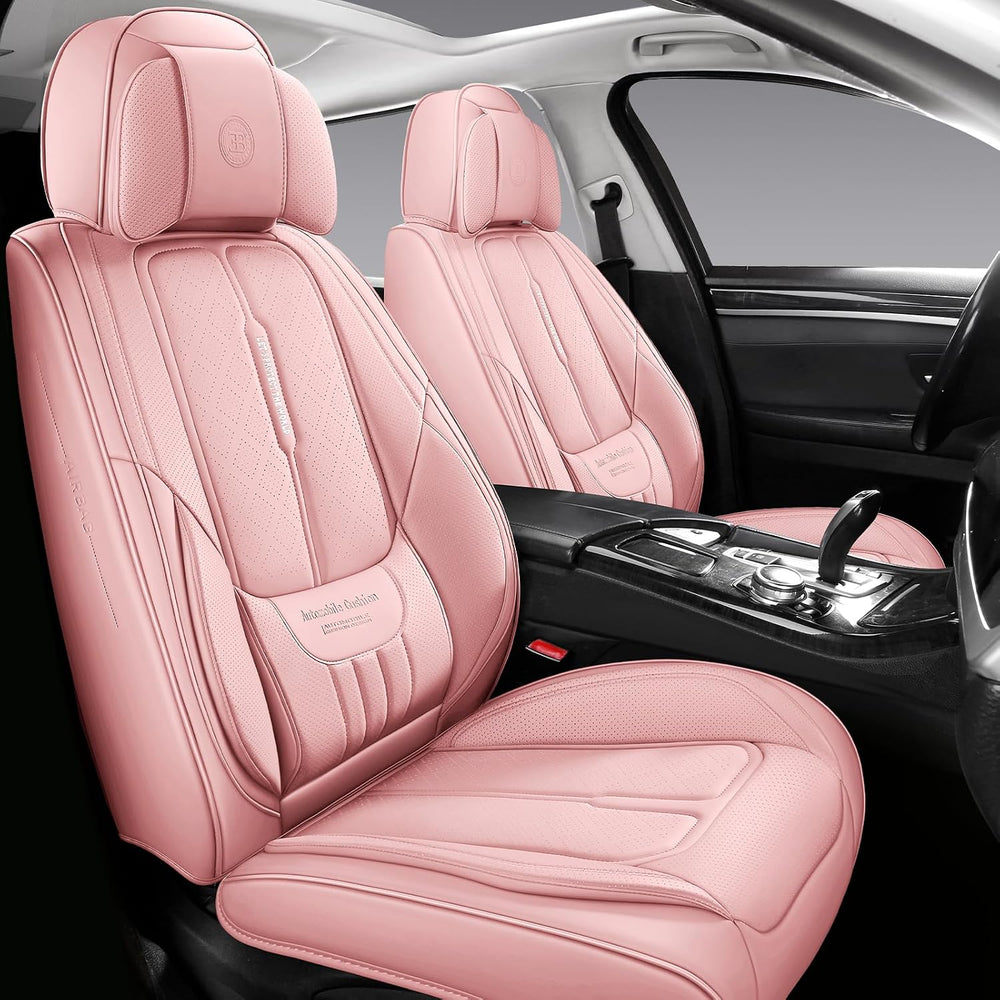 NS YOLO Universal Fit Premium Pink Leather 5-Seats Car Seat Covers