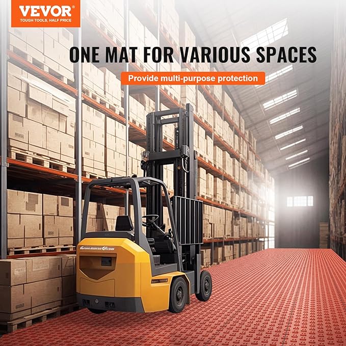 VEVOR Interlocking Garage Floor Covering Tiles, 50 Pack, Double-Sided Texture