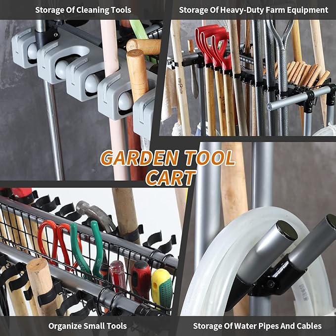 Heavy duty garden tool organizer garage storage holder storage large long