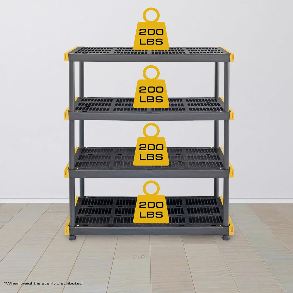CX Heavy Duty 4-Tier Garage Storage Shelves + 8-pack 27-Gallon Bins & Lids