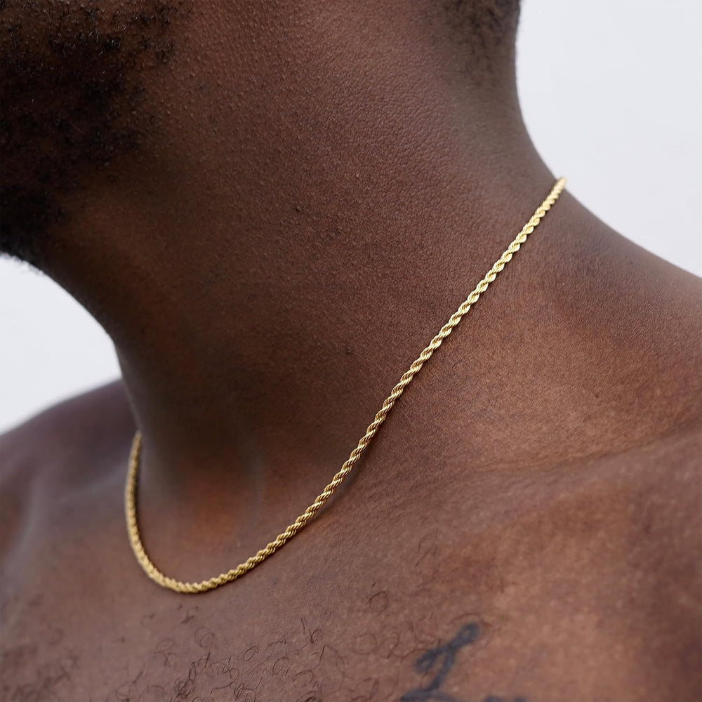 14K Gold Chain Necklaces for Women & Men, 1.5mm/2mm/2.5mm Simple Rope Lin...