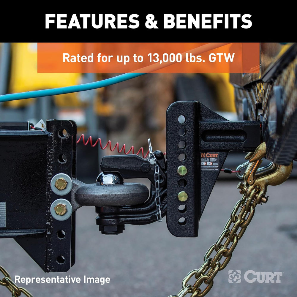 CURT 45907 Adjustable Ball and Pintle Channel Mount, 2" Shank, 13,000 lb