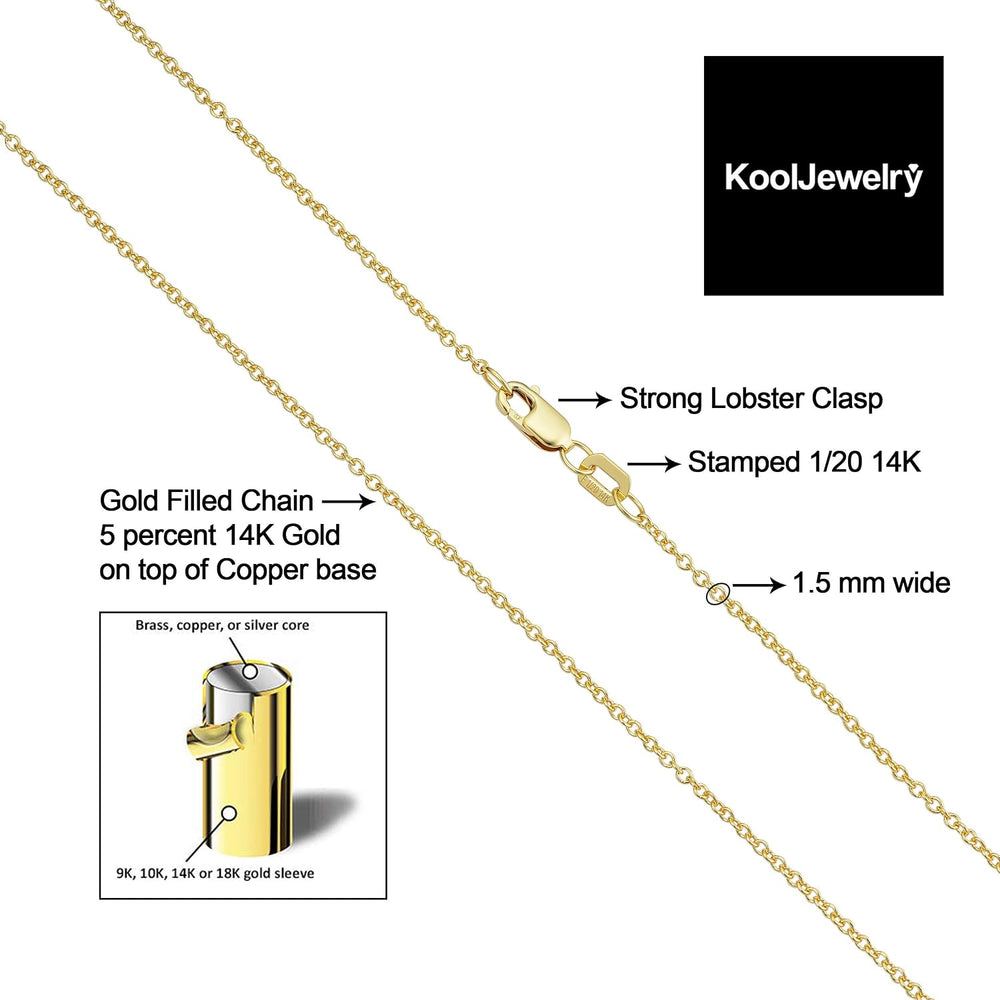 Kooljewelry Womens Chain Elegant - 14k Gold Filled Cable Chain Necklace