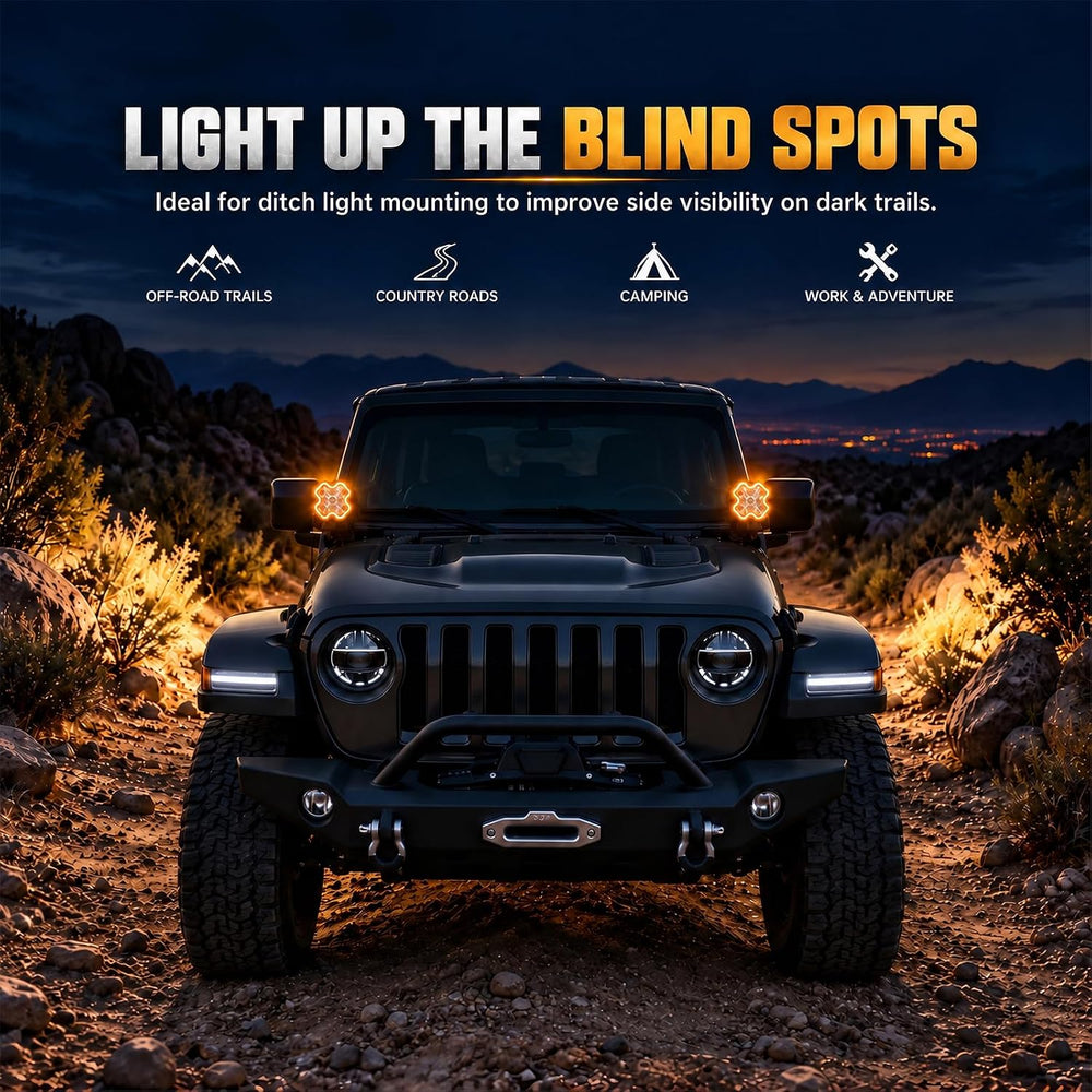 4 Inch 100W LED Pod Lights Amber DRL Clover Series Off Road Light Pods